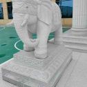 白银 白麻花岗岩动物异形石雕-大象