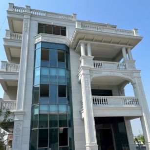 白银 白麻花岗岩别墅外墙干挂效果展示