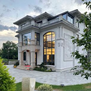 白银 白麻花岗岩私人别墅干挂石材豪华定制