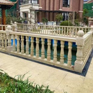 白银黄金麻花岗岩石材栏杆，扶手，将军柱，花瓶柱