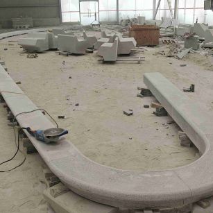 白银 芝麻白花岗岩弧形花坛石，坐凳石