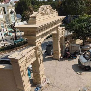 白银 黄金麻荔枝面花岗岩别墅门楼