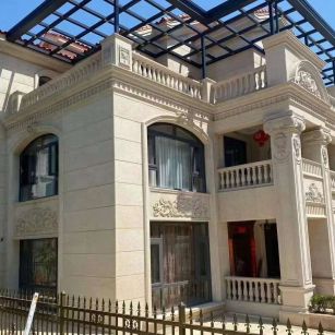 白银 黄金麻花岗岩荔枝面别墅外墙干挂