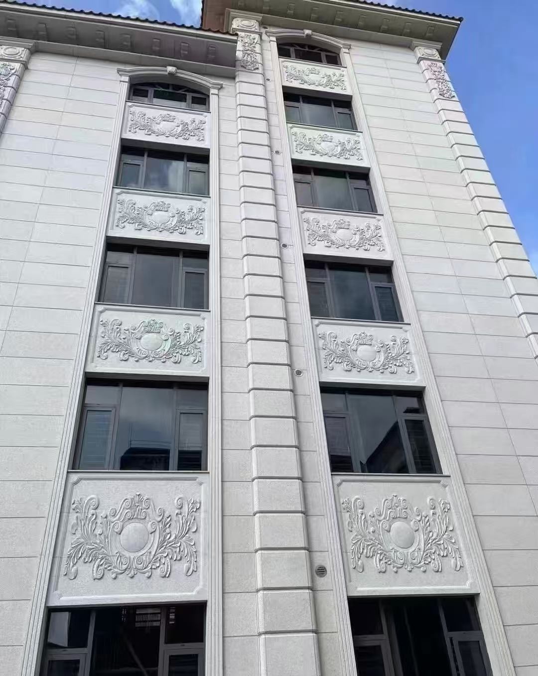 白银 白麻荔枝面花岗岩别墅外墙干挂