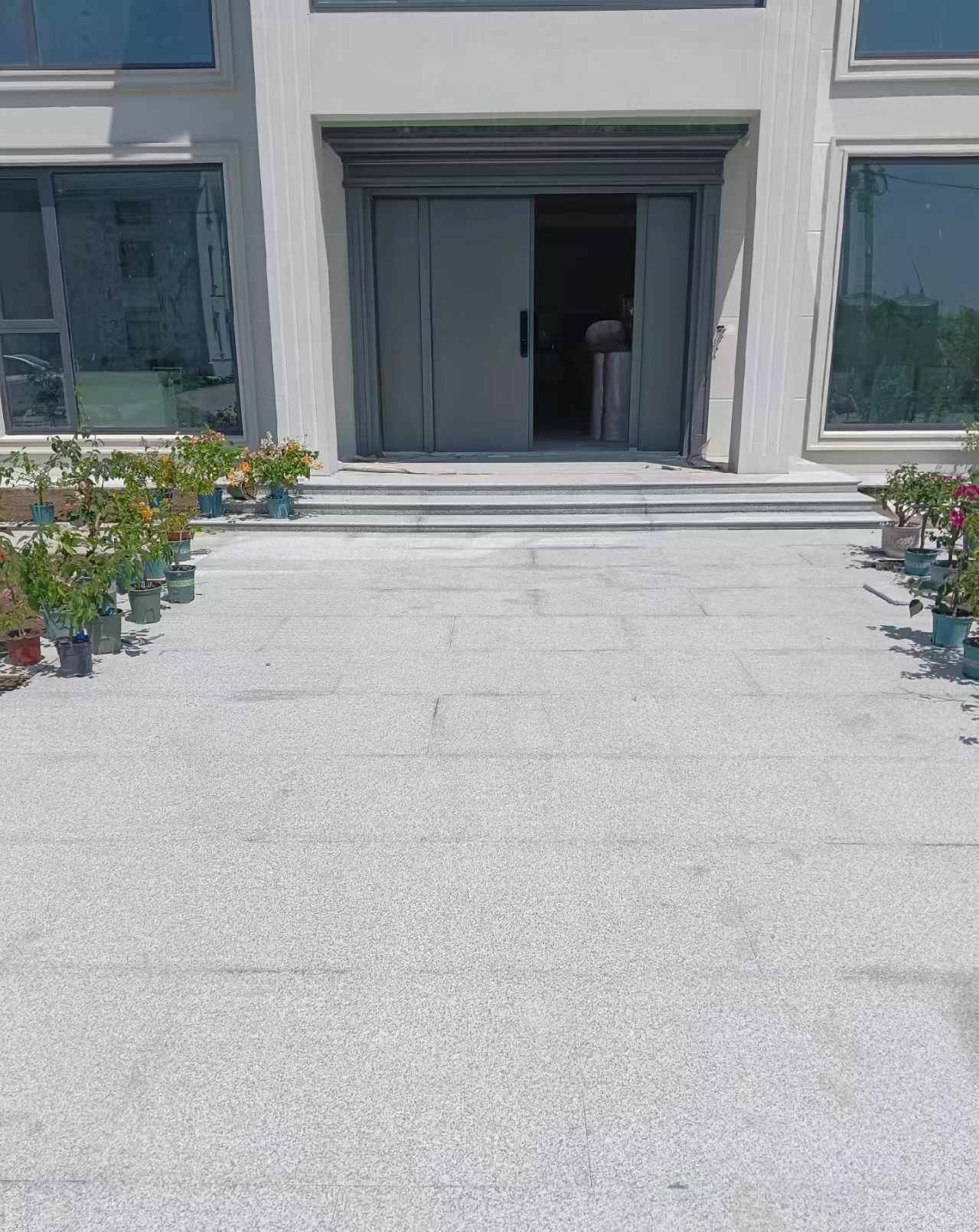 白银 芝麻白花岗岩地铺石地面铺装