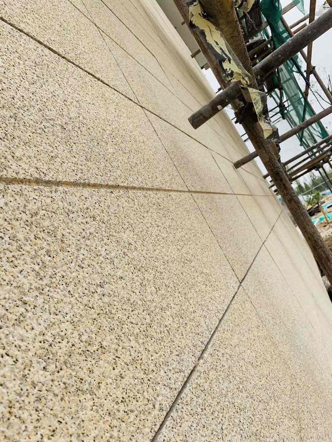 白银 黄金麻花岗岩荔枝面外墙干挂石材效果示例