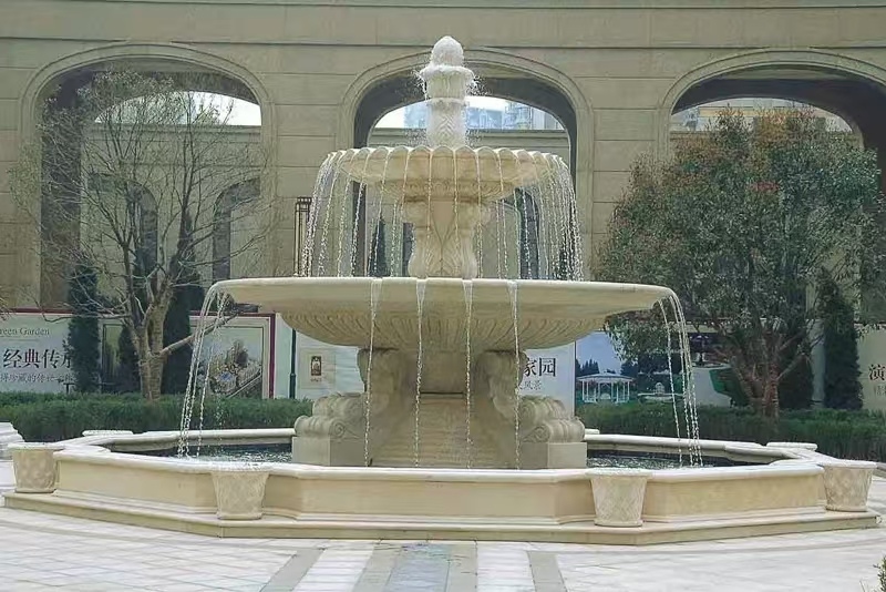 白银 黄金麻花岗岩异型加工——户外庭院石雕流水喷泉