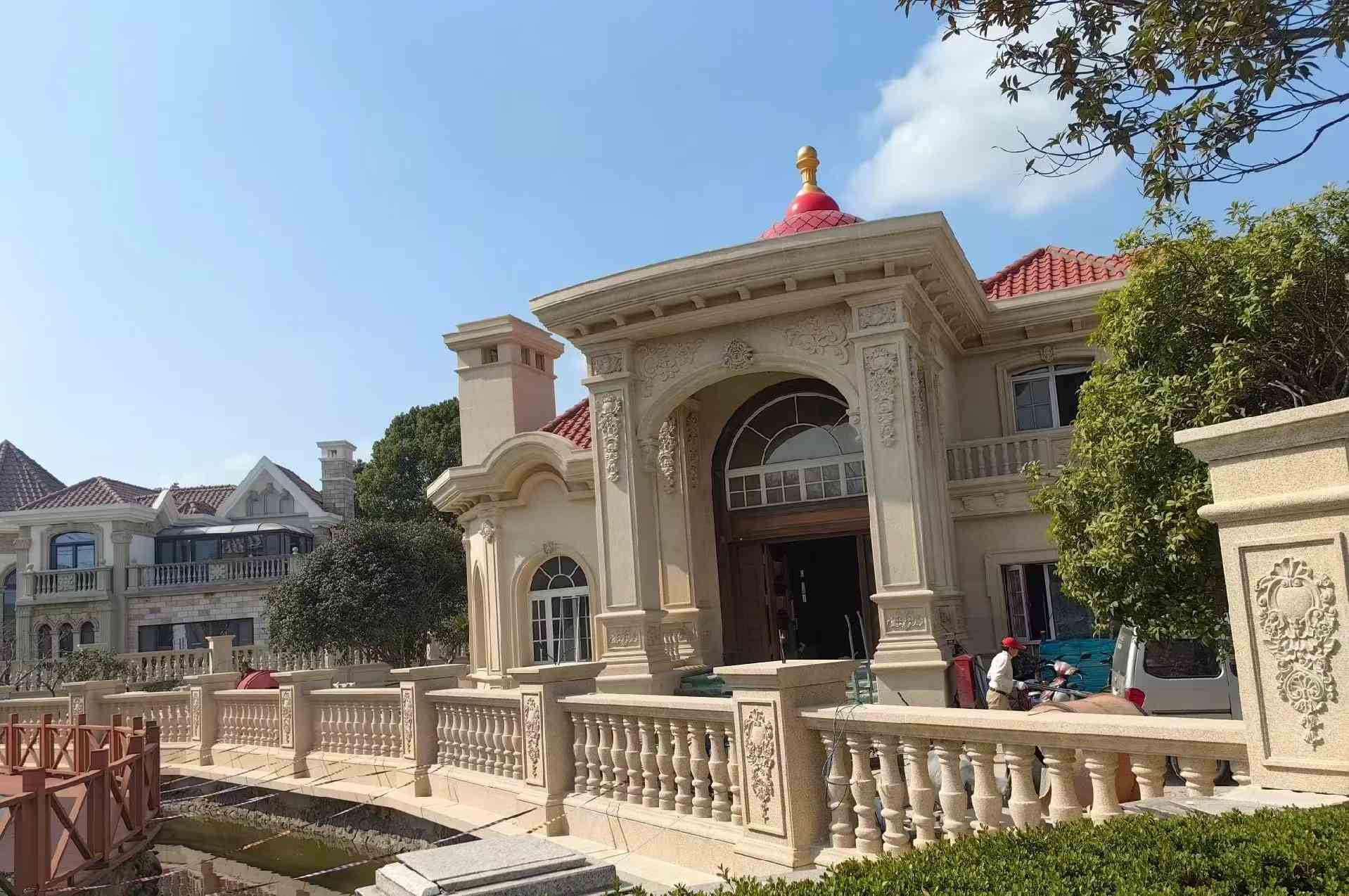 白银 黄金麻花岗岩欧式别墅