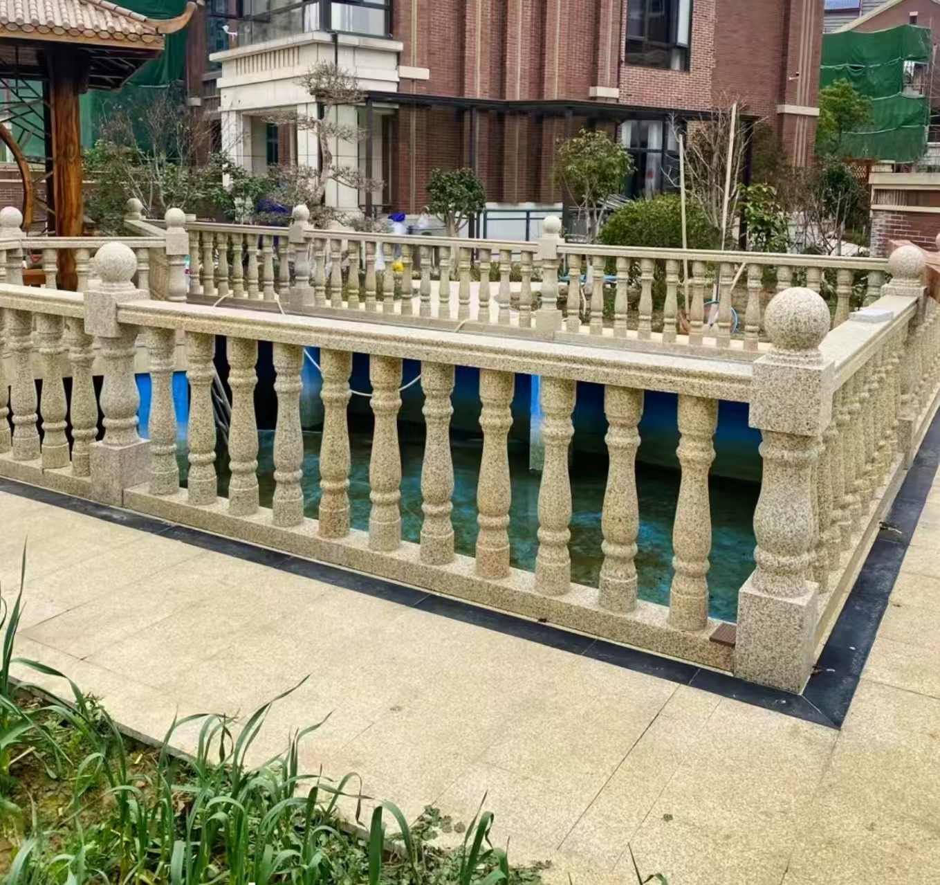 白银黄金麻花岗岩石材栏杆，扶手，将军柱，花瓶柱