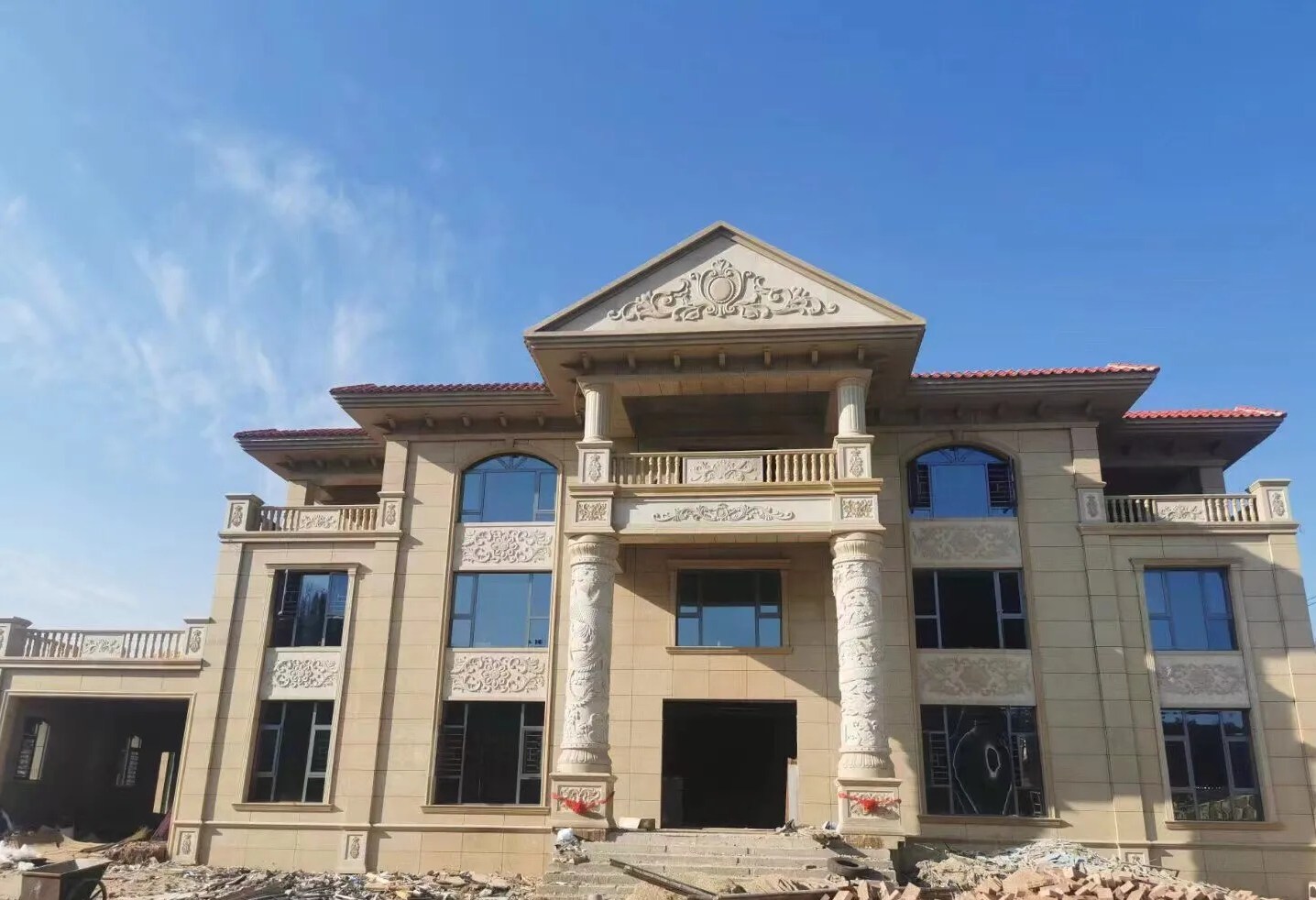 白银 黄金麻花岗岩别墅外墙干挂